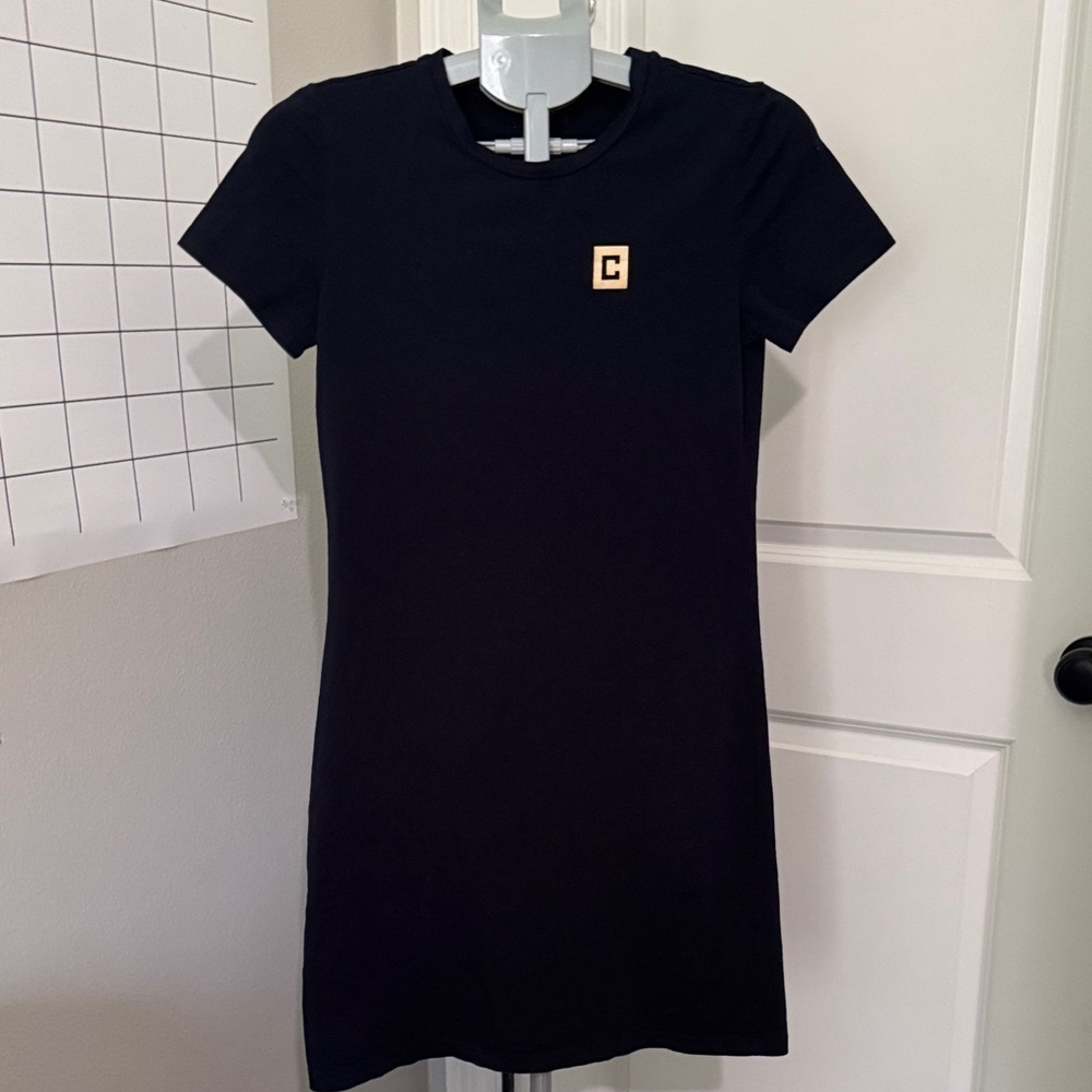 Chaps Navy Mini T-shirt Dress with Gold Logo